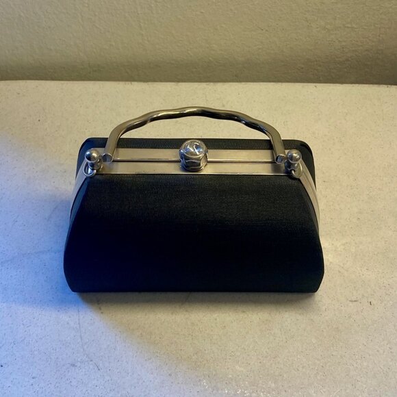 Black Chic Hard Shell Clutch Evening Bag - Picture 3 of 12